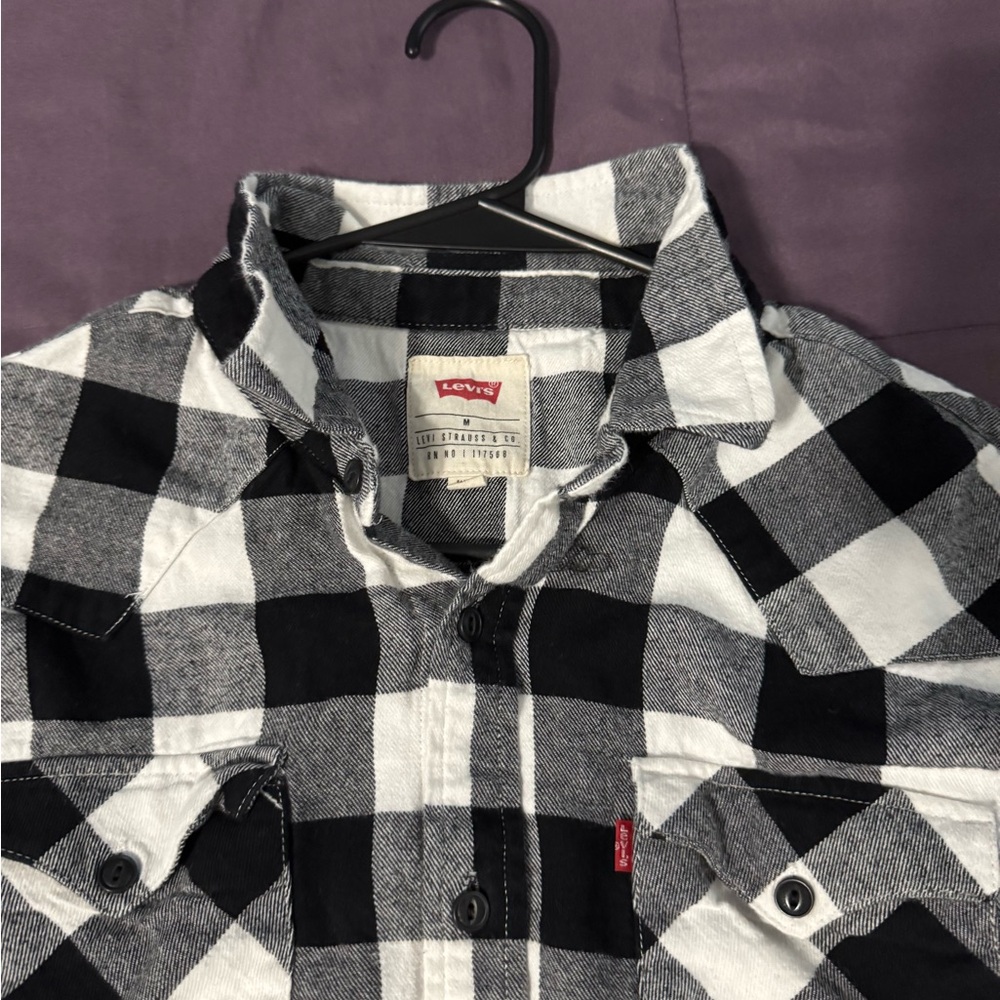 Levi's Men's Black and White Checkered Shirt